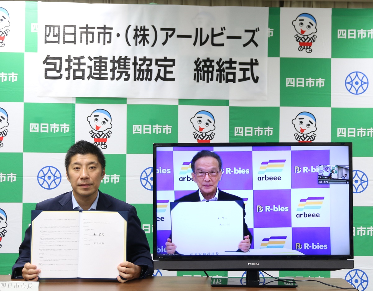 地域スポーツの振興に　四日市市とアールビーズが包括連携協定締結