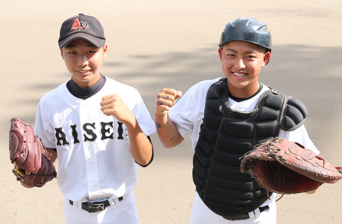 目標は「侍ジャパン」でバッテリー　八風中の平野君と西朝明中の山本君　ジャイアンツカップへ出場