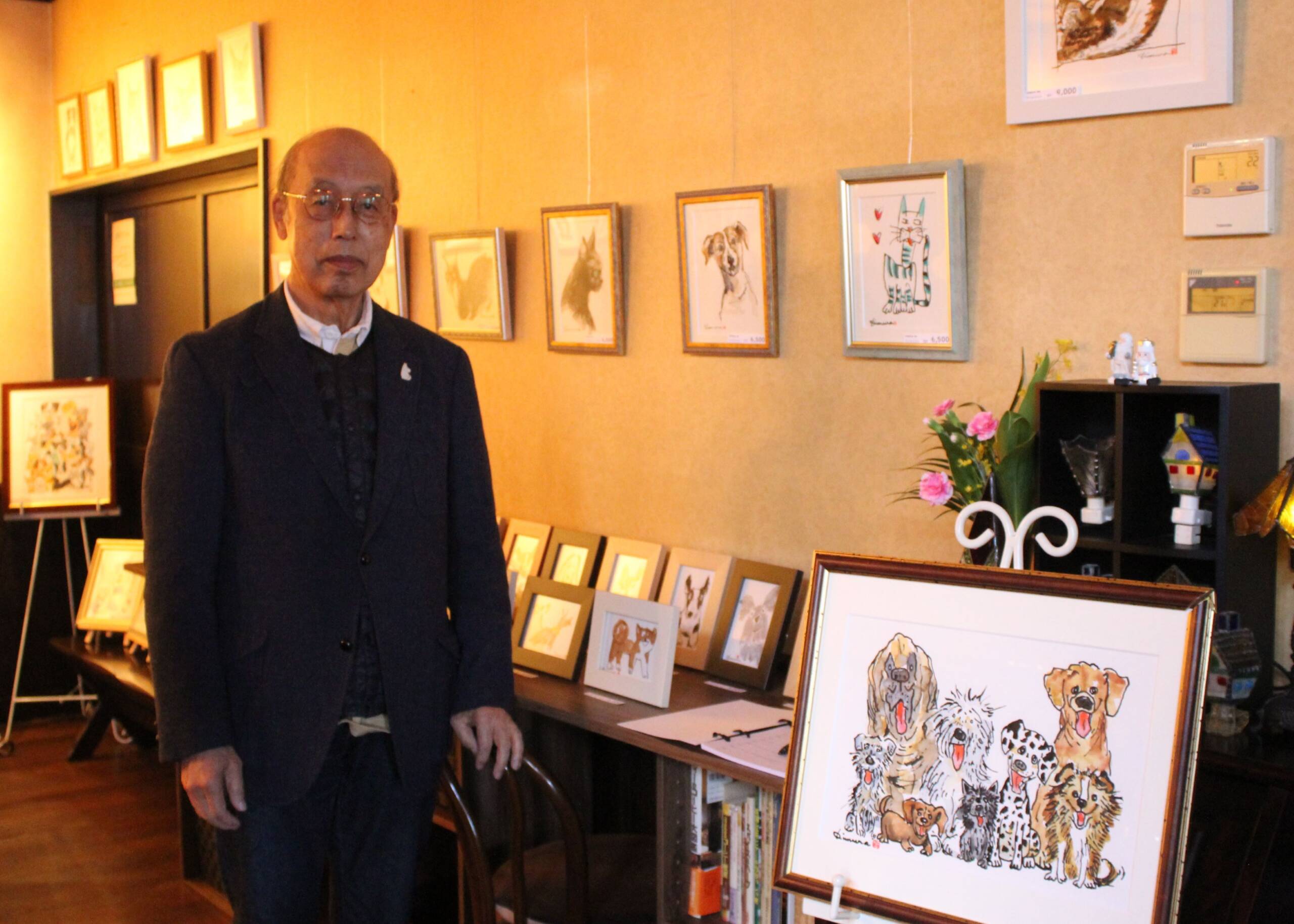 ワン、ニャン、ワン、ニャン、四日市で犬と猫の絵画展