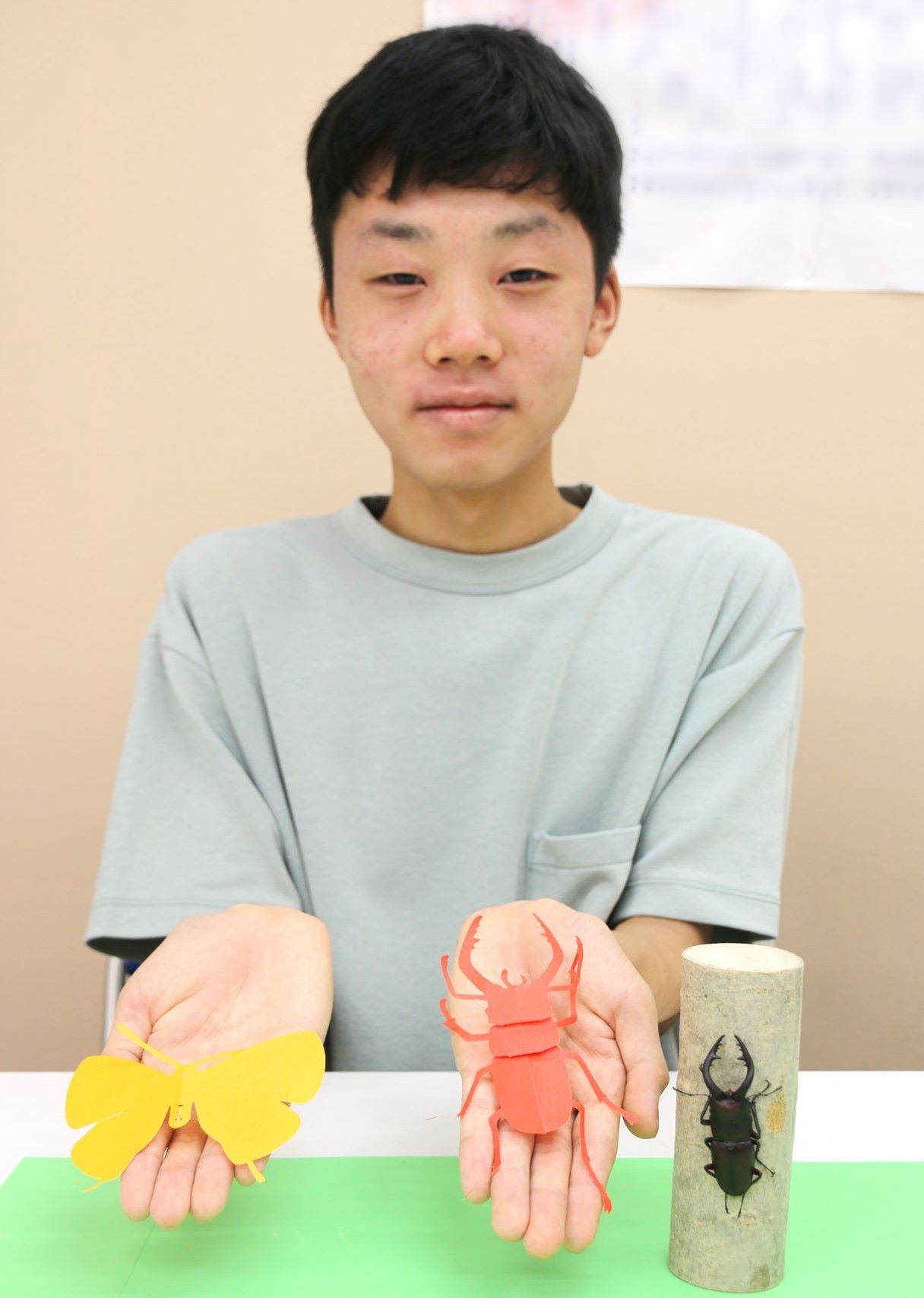 昆虫への情熱、切り絵にも　第一学院四日市キャンパスの橋倉さん