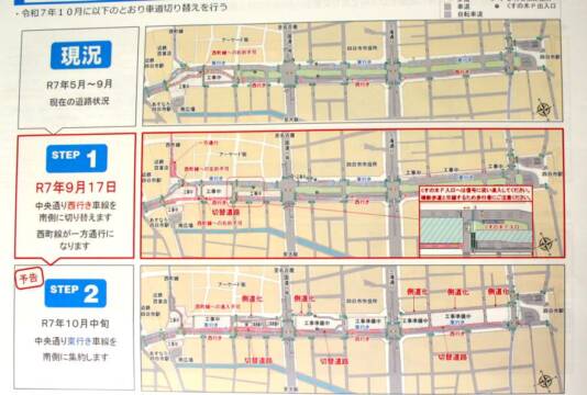 中央通りの車線集約、バスタやニワミチの工事の進め方など説明、四日市で関係者調整会議