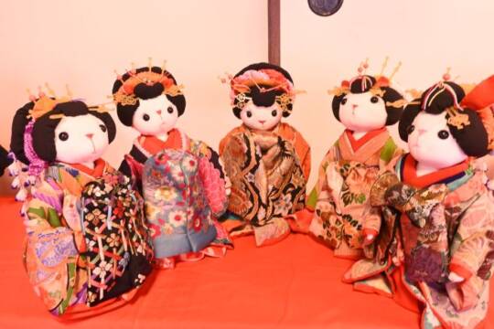 メンバーが作った花魁を5個並べた様子