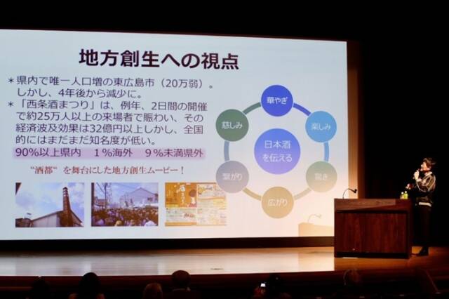 地方創生の事例として監督作「恋のしずく」を紹介する瀬木監督