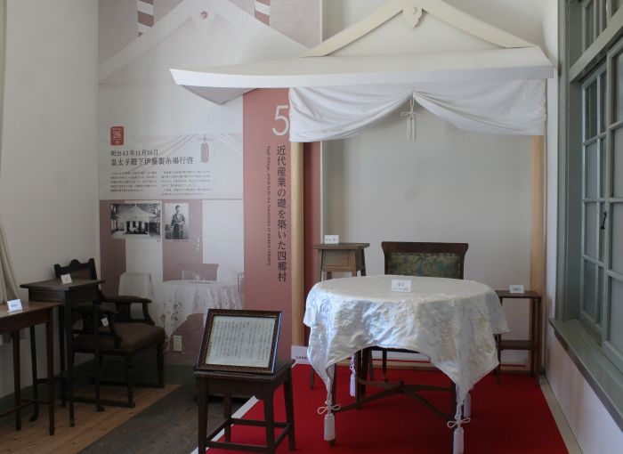 皇太子時代の大正天皇が四日市を訪れた時の御座所が展示された部屋