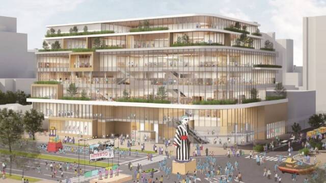 公募型プロポーザルで石本建築事務所が提案した外観イメージ
