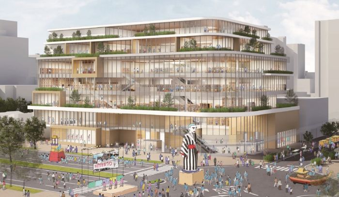 公募型プロポーザルで石本建築事務所が提案した外観イメージ