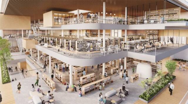 新図書館の内観イメージ(四日市市提供)