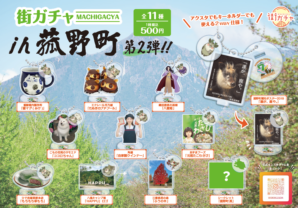 街ガチャin菰野町第2弾のキーホルダー12個